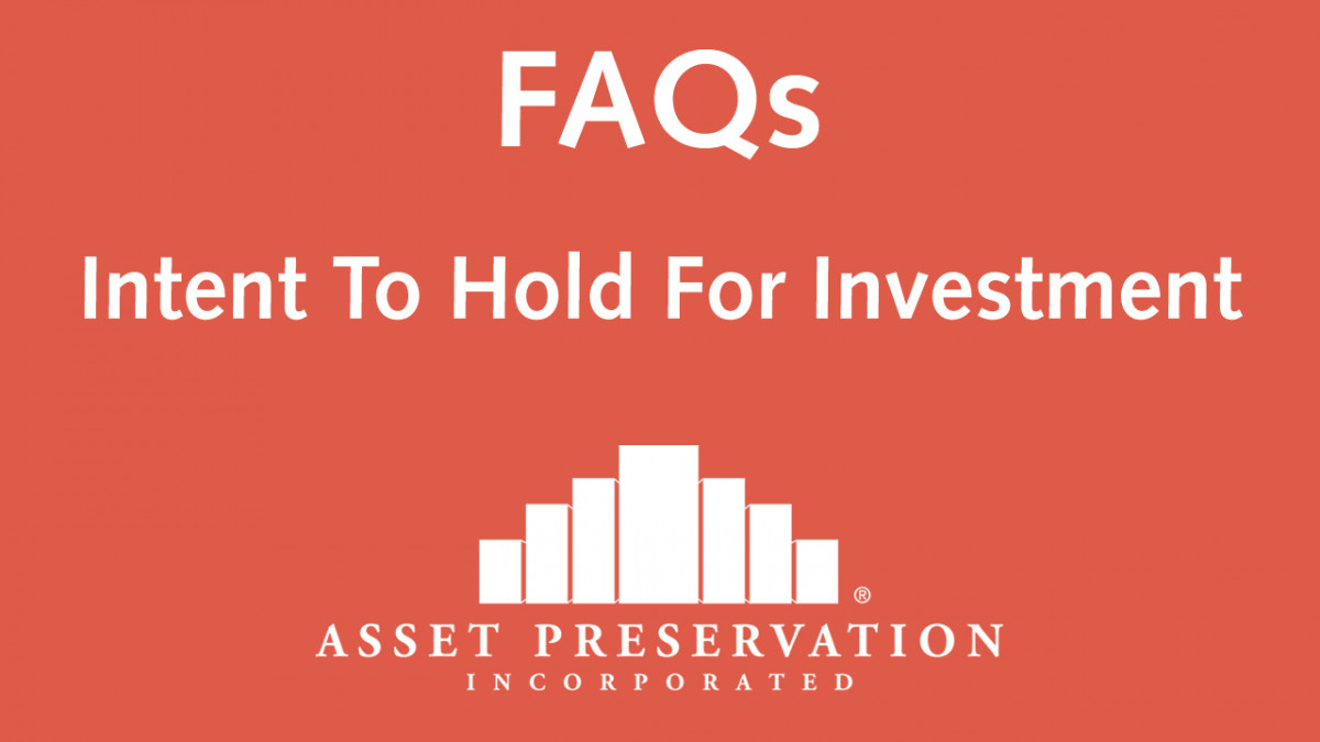 Intent to Hold for Investment